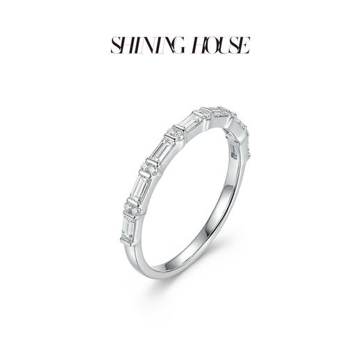 ShiningHouse[培育] 18k金钻石戒指 排钻戒指人工真钻人造钻石K金戒指设计感简约钻石戒指悦己送礼臻选【此商品不支持7天无理由退货退款】预计3日发货 商品图1