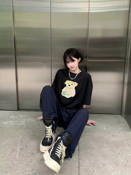 F0331137夏季新品圆领休闲彩色梦幻小熊印花短袖T恤 商品图2