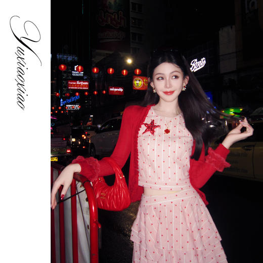 余潇潇【心动绽放】亲肤兰精天丝羊绒拼接花边短款木耳边针织开衫 商品图4