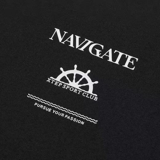 6楼特步运动男士全棉平纹短袖针织衫圆领短T 974229010080正黑色 商品图2