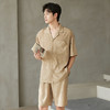 夏季短袖男士冰丝翻领短裤套装仿真丝薄款宽松开衫家居服可外穿  JL-5565 商品缩略图3
