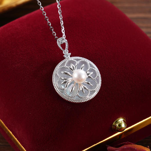 子佩集【‌花间诗旅】银S925珍珠惜王妃套链项链【P0283】双色贝母花朵2602 商品图1