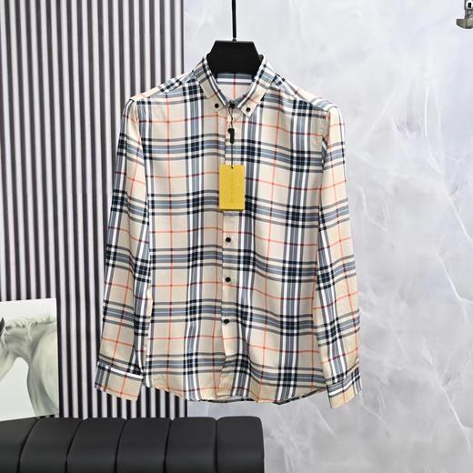 F033107春季新款柔软舒适吸汗桑蚕丝商务休闲格子长袖衬衫衬衣 商品图8