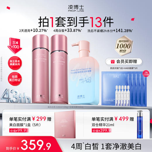 【品牌周年庆】凌博士美白水乳/全能洁面，美白祛斑特证 商品图1