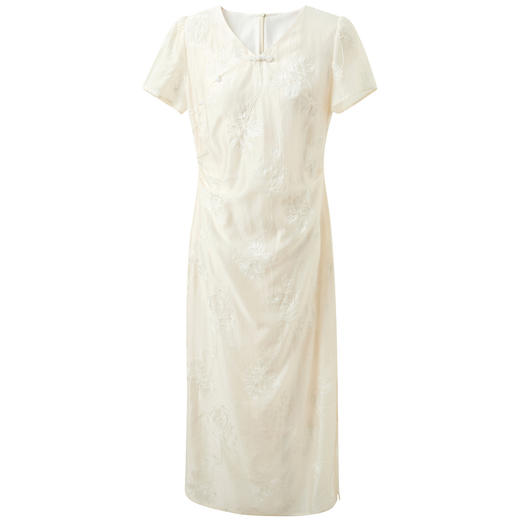 【月明清辉】三彩2026夏季新款新中式连衣裙绣花A字裙长裙C 商品图4