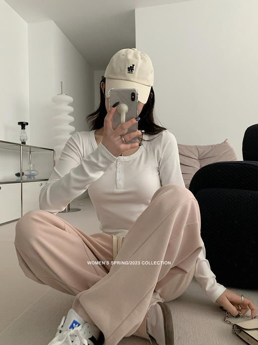 【限时秒杀！4.12下架， 库存有限，秒杀品任意两件再优惠10元】春日Crush . 辣妹打底 春夏超好穿的纽扣打底衫，修身的版型 超显身材，简单不挑人，软软糯糯-梵轩 商品图7