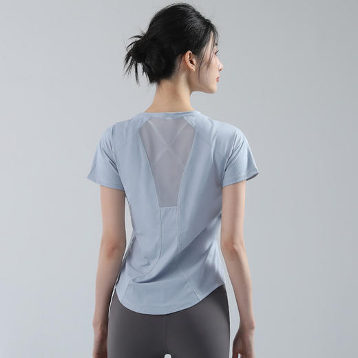 【网纱拼接！裸感面料】夏季新款瑜伽服T恤显瘦薄款健身服女速干透气短袖跑步运动上衣。xa 商品图4