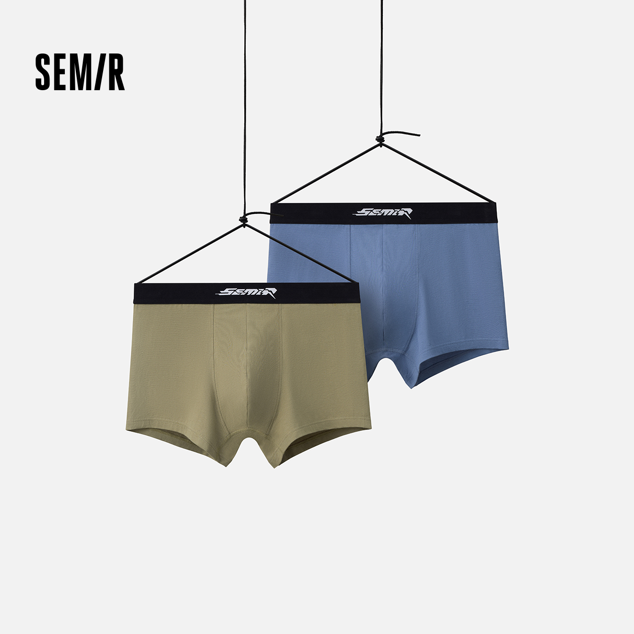 森马内裤男士棉质弹力平角裤中腰四角裤青少年短裤亲肤舒适3条装