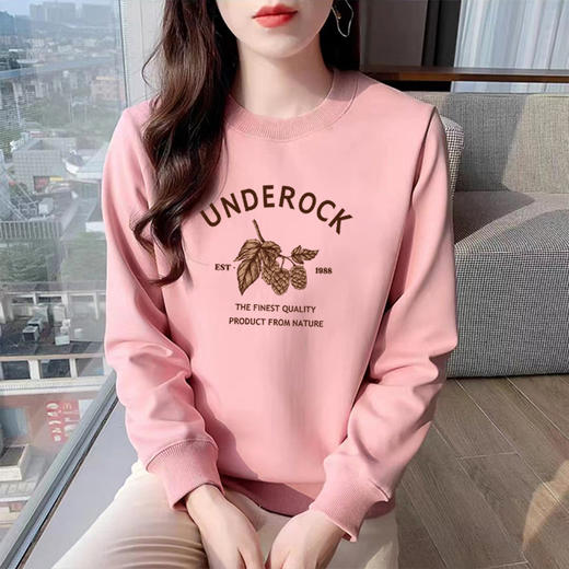 百媚生 纯棉卫衣宽松圆领运动女式卫衣7917 商品图3