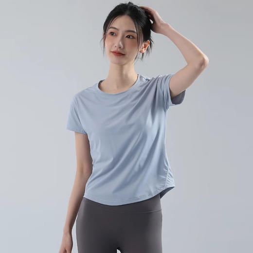 【网纱拼接！裸感面料】夏季新款瑜伽服T恤显瘦薄款健身服女速干透气短袖跑步运动上衣。xa 商品图2