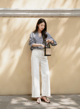 之禾 经典万年款白色直筒牛仔裤