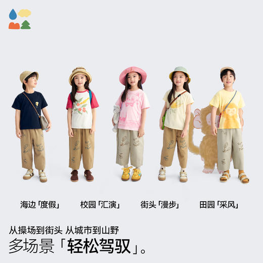 【儿童萝卜九分印花裤】森林棠26夏款中小童宽松透气卡通印花休闲裤42062166 商品图2