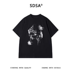 SDSA男装2026新款高贵轻奢美式潮牌撞色印花圆领短袖T恤百搭上衣
