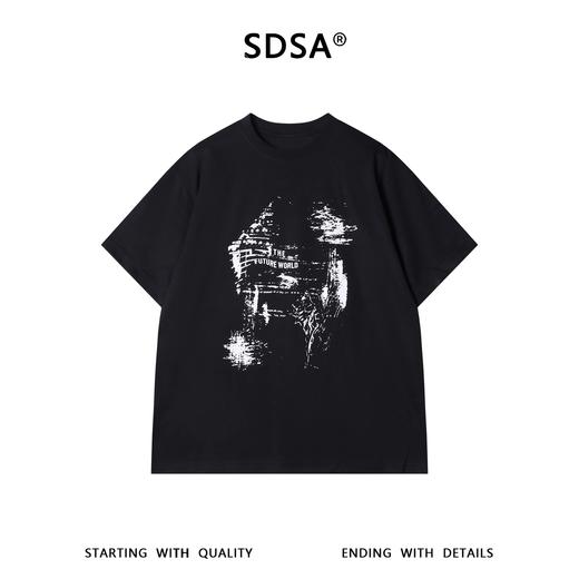 SDSA男装2026新款高贵轻奢美式潮牌撞色印花圆领短袖T恤百搭上衣 商品图0
