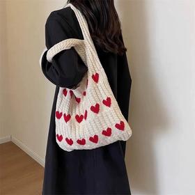 毛线包包女新款时尚手工针织腋下包小众单肩包上课通勤托特包