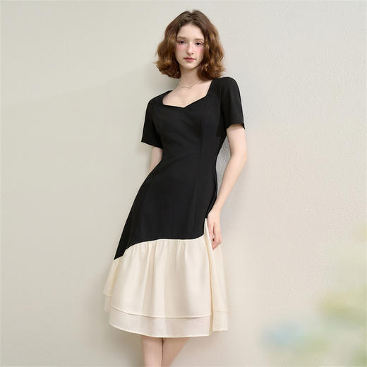 【限时秒杀】法式浪漫气质优雅撞色拼接针织裙女夏季短袖连衣裙LXD50681 商品图2