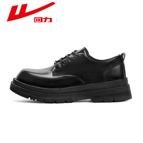 回力皮鞋男款2026新款正装商务休闲结婚增高黑色大圆头厚底德比鞋 WXP(WZ)-2636