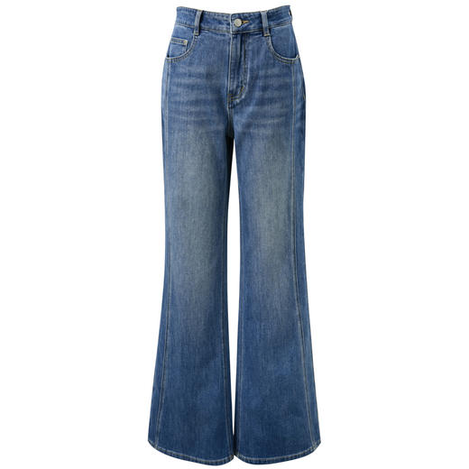 三彩2026夏季新款微喇牛仔裤收腰显瘦长裤摩登复古M 商品图4