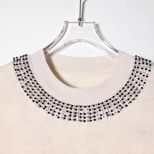 SDSA男装2026新款轻奢高街扎染领口镶珠子设计圆领短袖T恤百搭 商品图1