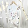闲趣时光~V领重工彩绘立体刺绣提花6A级白厂丝 羊 毛开衫女 商品缩略图1