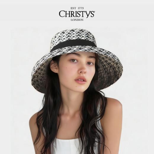 【2026新品】Christys'百年皇室品牌 混黑色台湾纸鞭大帽檐遮阳草帽 商品图0