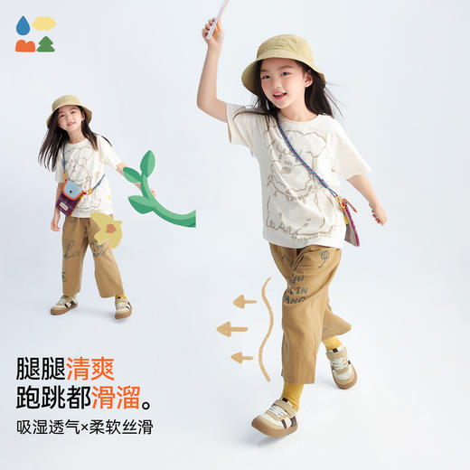 【儿童萝卜九分印花裤】森林棠26夏款中小童宽松透气卡通印花休闲裤42062166 商品图3