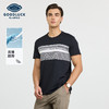 【高弹舒适】德鲨黑色短袖圆领T恤男2026夏季新款条纹撞色打底衫 商品缩略图0