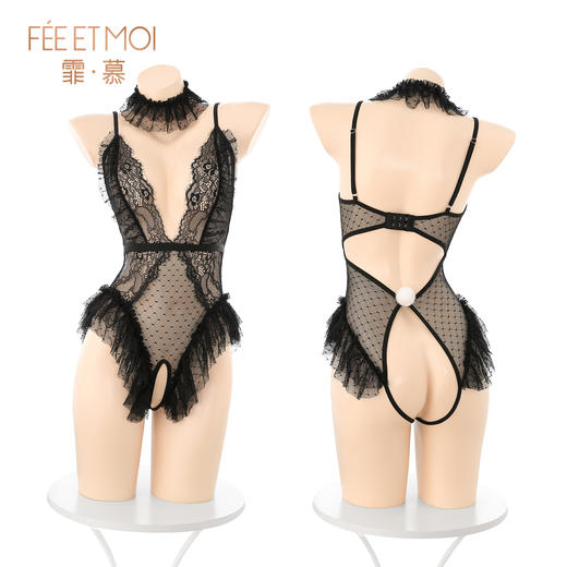 【情趣内衣】霏慕 俏皮波点兔女郎开裆连体套装6326 商品图12