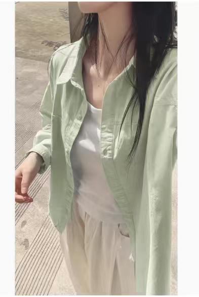 长袖衬衫休闲百搭纯色基础款外穿打底 商品图7