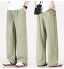 F033128夏季棉麻裤松紧腰柔软透气男士修身直筒纯色简约休闲亚麻长裤 商品缩略图12
