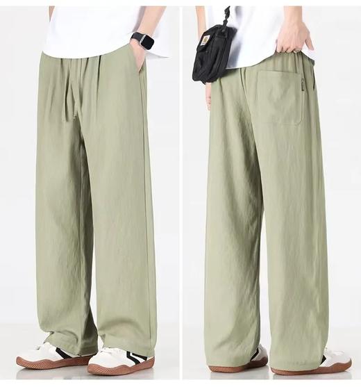 F033128夏季棉麻裤松紧腰柔软透气男士修身直筒纯色简约休闲亚麻长裤 商品图12