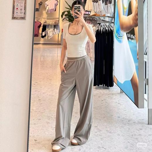 F033115夏季新款尼龙混纺触感丝滑自带垂坠感抗皱速干中腰阔腿直筒裤长裤 商品图9