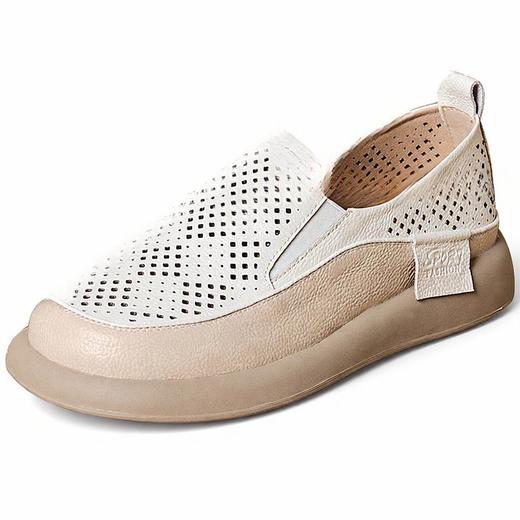 真皮镂空透气乐福鞋，平底休闲单鞋一脚蹬懒人鞋ZSM273 商品图4