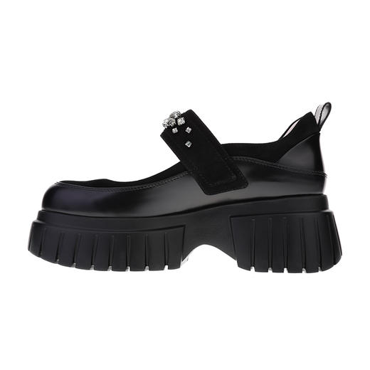 sheme皮料拼接水晶条带点缀超轻厚底时尚舒适女士玛丽珍鞋可定制 商品图1