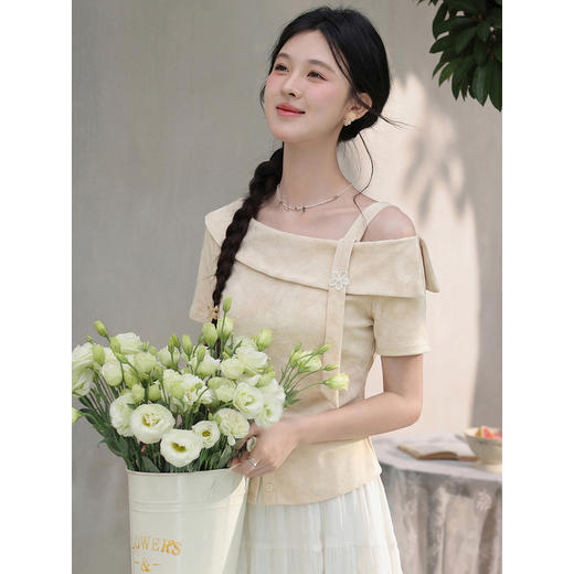 鹿向南【0402/20:00新品前1小时7折限量100件】杏色T恤 商品图4