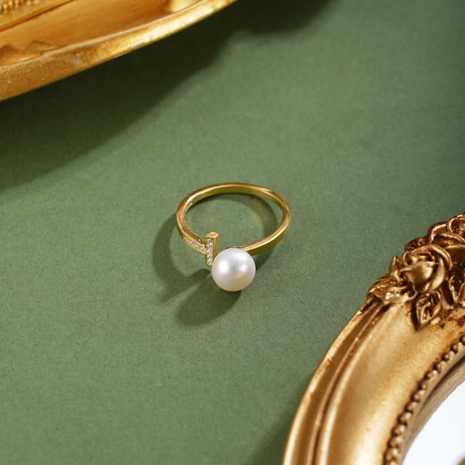 子佩集【守望如一】银S925珍珠惜王妃戒指【R1374】T字镀金2602 商品图1