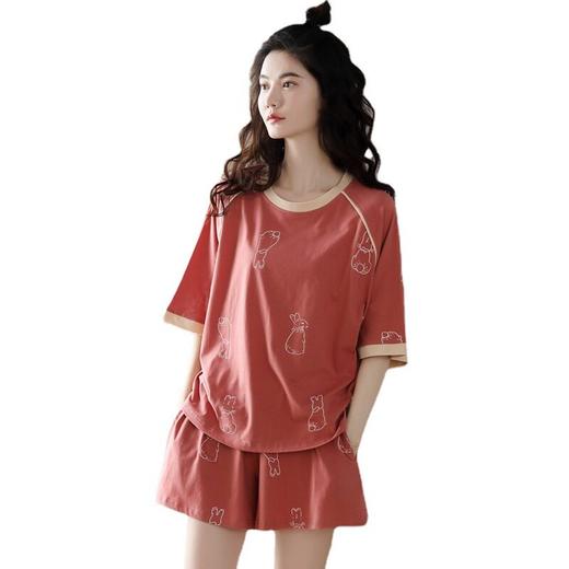 睡衣女夏纯棉短袖短裤宽松加大码两件套装薄款女士夏天家居服  	JL-Z2274 商品图4
