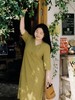 【群内福利】【V领5分袖连衣裙】秋香绿，衬肤色，复古优雅风 商品缩略图0