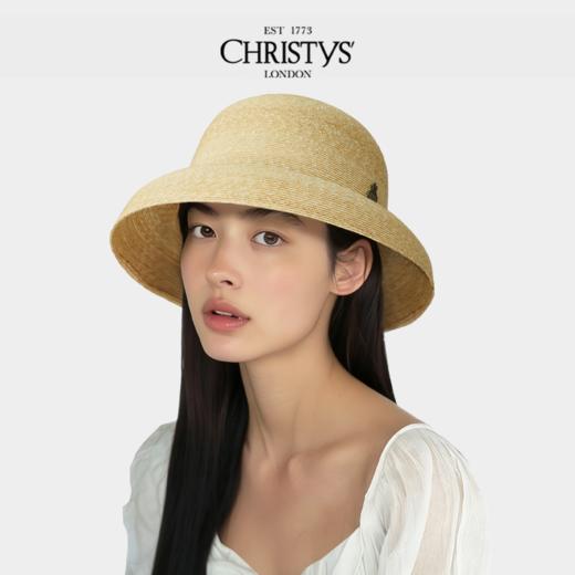 【2026新品】Christys'百年皇室品牌 3mm天然细麦杆钟形草帽本色 商品图0