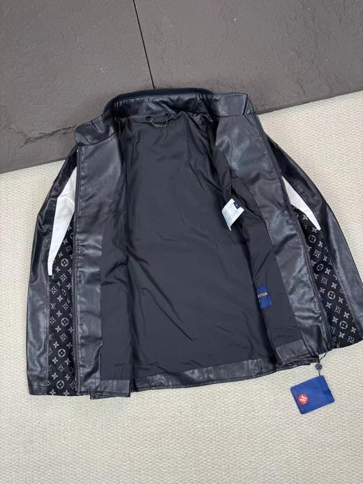 F033142春夏季新款防风耐磨黑白拼接撞色越野赛车风机车皮夹克外套 商品图2