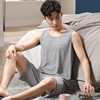 睡衣男夏季莫代尔背心无袖短裤中青年薄款大码宽松男士套装家居服   JL-19514B/19514/19517 商品缩略图0