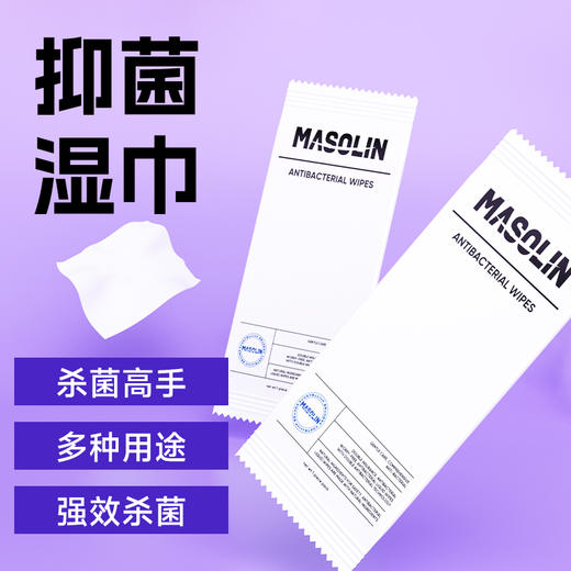 【杀菌不含酒精 玩具身体皆可用】MASOLIN 独立包装 抑菌湿巾 10片装 商品图1