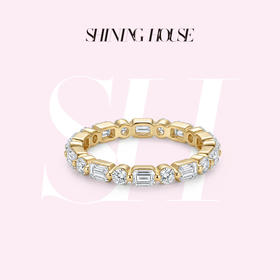ShiningHouse[培育] 18k金钻石戒指 排钻戒指1.5克拉钻人工真钻人造钻石K金戒指设计感简约钻石戒指悦己送礼臻选【此商品不支持7天无理由退货退款】预计3日发货