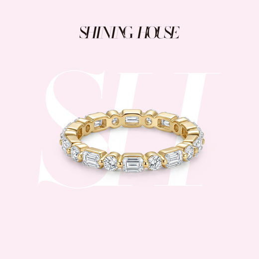 ShiningHouse[培育] 18k金钻石戒指 排钻戒指1.5克拉钻人工真钻人造钻石K金戒指设计感简约钻石戒指悦己送礼臻选【此商品不支持7天无理由退货退款】预计3日发货 商品图0