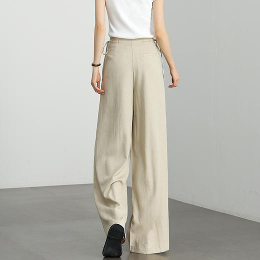 【舒适亚麻】慵懒感随性阔腿裤女夏季复古设计感串珠长裤LXD50759 商品图4
