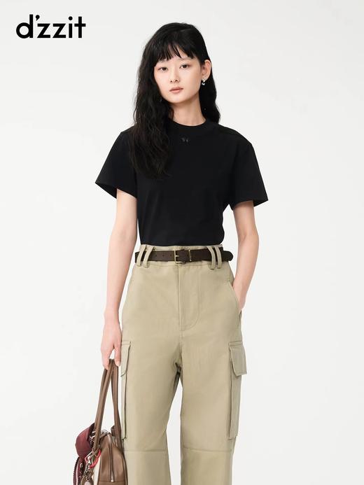 F033172春夏新款时尚简约休闲百搭基础款棉质正肩圆领T恤 商品图5