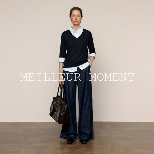 【商场同款】麦檬春秋针梭拼毛衣5G7232501 商品图1