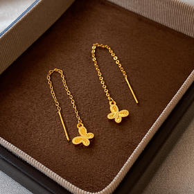 雀说 金色碎碎冰蝴蝶耳环女小众设计感气质耳环EH2419