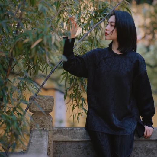 枯笔提花新中式衬衫 圆领中式右衽开襟  重工浮雕提花（3天发货） 商品图4