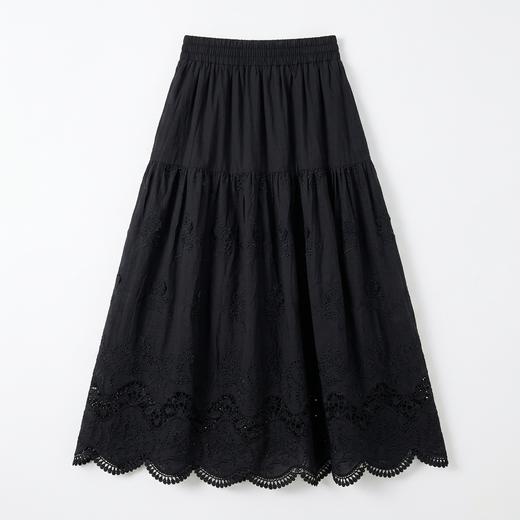 春天绝配~重工镂空刺绣100%棉松紧腰半身裙女法式中长裙 商品图2